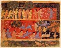 Krishna and Balarama Play with Gopas, Folio from a Bhagavata Purana (Ancient Stories of the Lord) (recto), Text (verso)