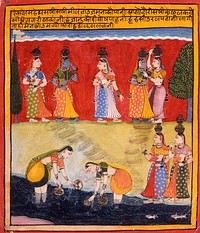 Milkmaids on the Riverbank, Folio from a Rasikapriya (The Connoisseur's Delights)