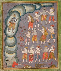 Krishna Kills The Tornado Demon Trinavarta, Folio from the "Tularam" Bhagavata Purana (Ancient Stories of the Lord)