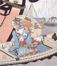 Beauty in a Boat during a Rainstorm by Totoya Hokkei