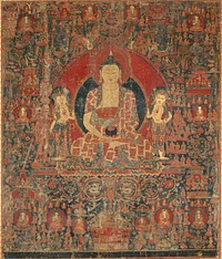 The Jina Buddha of Infinite Light (Amitabha) in His Pure Land Paradise (Sukhavati)