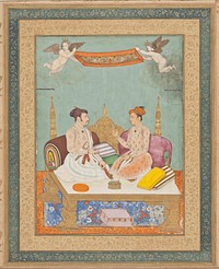 Maharaja Jai Singh of Amber and Maharaja Gaj Singh of Marwar, Folio from the Amber Album