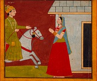 Malati Receives a Visitor, Folio from a Malati-Madhava series by Bhagvan Das