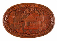 Oval Tray (Duoyuan Pan) with Pavilion on a Garden Terrace