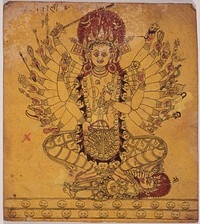 A Tantric Form of the Hindu Goddess Kali (Recto),  Horse (Verso), Folio from a Book of Iconography