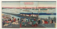 Picture of the Steam Engine Railway in Yatsuyama, Tokyo by Utagawa Hiroshige III