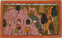 Monkeys and Bears Investigate the Rikshabila Cave, Folio from the "Shangri" Ramayana (Adventures of Rama)