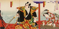 Ichikawa Danjūrō and Nakamura Fukusuke in the Roles of Katō Kiyomasa and Hinakinu by Toyohara Kunichika