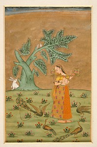Sorathi Ragini, Wife of Megha Mallar Raga, Folio from a Ragamala (Garland of Melodies)