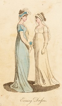 Fashion Plate, 'Evening Dresses' for 'Lady's Monthly Museum'