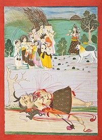 The Gods Adoring Durga after Her Defeat of a Demon, Folio from a Devimahatmya (Glory of the Goddess)