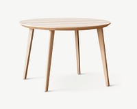 Wooden round table, minimal furniture psd