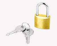 Lock and key, isolated image