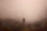Man in fog image with copy space