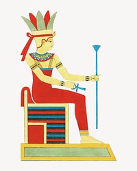 Egypt god vintage illustration, collage element psd