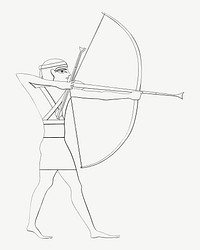 Egypt human archer vintage illustration, collage element psd