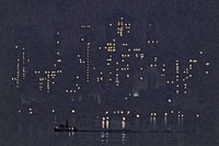 Night lights of Manhattan, cityscape painting by Joseph Pennell. Remixed by rawpixel.