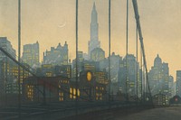 Brooklyn bridge, New York painting by Franti&scaron;ek Tav&iacute;k &Scaron;imon. Remixed by rawpixel.