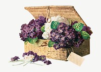 Invoice of violets, vintage purple flower basket illustration  by Paul de Longpré psd. Remixed by rawpixel.