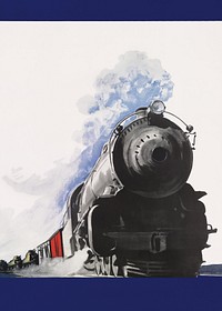 Vintage train illustration by Adolph Treidler. Remixed by rawpixel.
