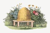 Vintage bee hive illustration psd. Remixed by rawpixel.