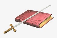 Book and sword illustration. Remixed by rawpixel.