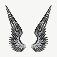 Angel's wings, vintage illustration psd. Remixed by rawpixel.