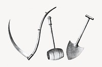 Sickle, hammer and shovel illustration. Remixed by rawpixel.