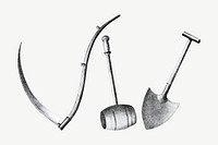 Sickle, hammer and shovel illustration psd. Remixed by rawpixel.