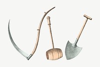 Sickle, hammer and shovel illustration psd. Remixed by rawpixel.