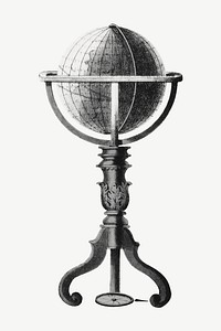 Globe stand, Masonic chart of the Scottish rite illustration psd. Remixed by rawpixel.