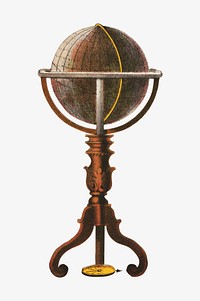 Globe stand, Masonic chart of the Scottish rite illustration. Remixed by rawpixel.