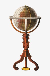 Globe stand, Masonic chart of the Scottish rite illustration. Remixed by rawpixel.