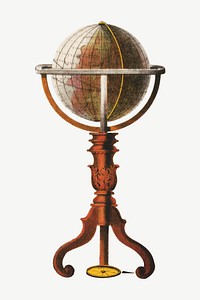 Globe stand, Masonic chart of the Scottish rite illustration psd. Remixed by rawpixel.