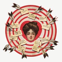 The target, vintage woman illustration psd. Remixed by rawpixel.