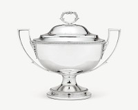 Soup tureen, vintage object by William Stroude psd. Remixed by rawpixel.