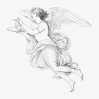 An Angel Holding a Carafe on a Plate illustration by David-Pierre Giottino Humbert de Superville. Remixed by rawpixel.