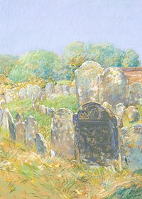 Colonial Graveyard at Lexington, illustration by Childe Hassam. Remixed by rawpixel.