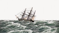 The Corvette "Galathea" in a Storm in the North Sea, ship illustration  by C.W. Eckersberg. Remixed by rawpixel.