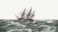 The Corvette "Galathea" in a Storm in the North Sea, ship illustration  by C.W. Eckersberg psd. Remixed by rawpixel.