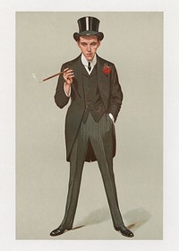 Man in tuxedo, vintage illustration by Leslie Matthew 'Spy' Ward. Remixed by rawpixel.