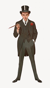 Man in tuxedo, vintage illustration by Leslie Matthew 'Spy' Ward. Remixed by rawpixel.