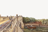 Clare College and Bridge over the Cam with King's College. Remixed by rawpixel.