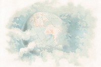 Globe in sky background in watercolor. Remixed from vintage artwork by rawpixel.