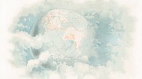 Globe in sky desktop wallpaper, watercolor painting. Remixed from vintage artwork by rawpixel.