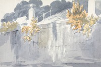 Gray wall background in watercolor. Remixed from Sir Robert Smirke The Younger artwork, by rawpixel.
