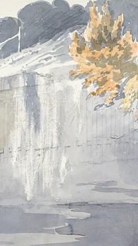 Gray wall iPhone wallpaper, watercolor painting. Remixed from Sir Robert Smirke The Younger artwork, by rawpixel.