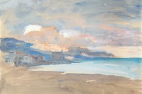 View of Nice background in watercolor. Remixed from Hercules Brabazon Brabazon artwork, by rawpixel.