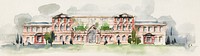 Hearst School for Girls: The Elevation of the Main Building by Whitney Warren Jr. Digitally enhanced by rawpixel.