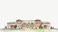 School architecture watercolor border psd. Remixed from Whitney Warren Jr  artwork, by rawpixel.